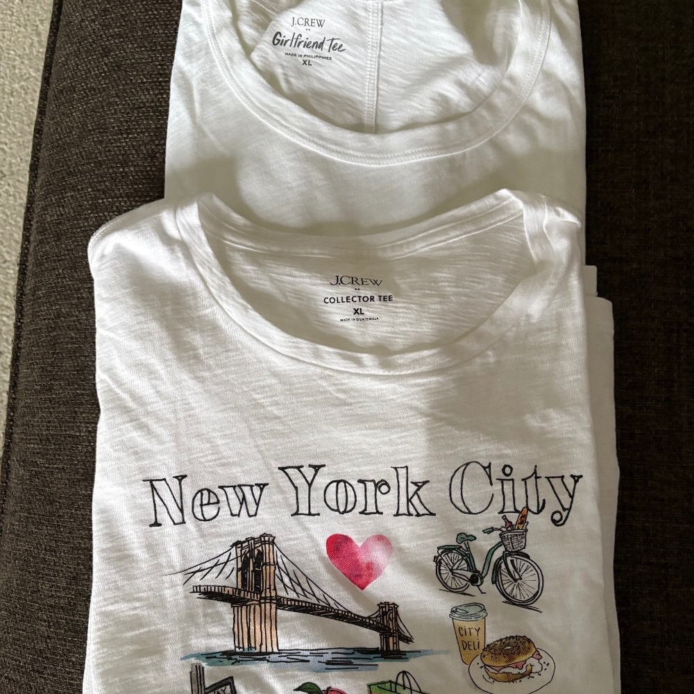 Two NWOT J Crew Factory Tees white and New York Print